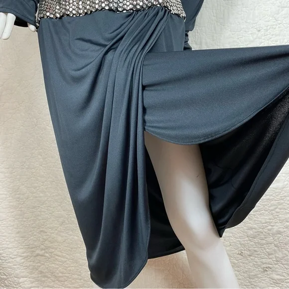 🔥Vintage 70s/80s Saks Fifth Avenue Tadashi Draped Wrap Sequins Party Dress